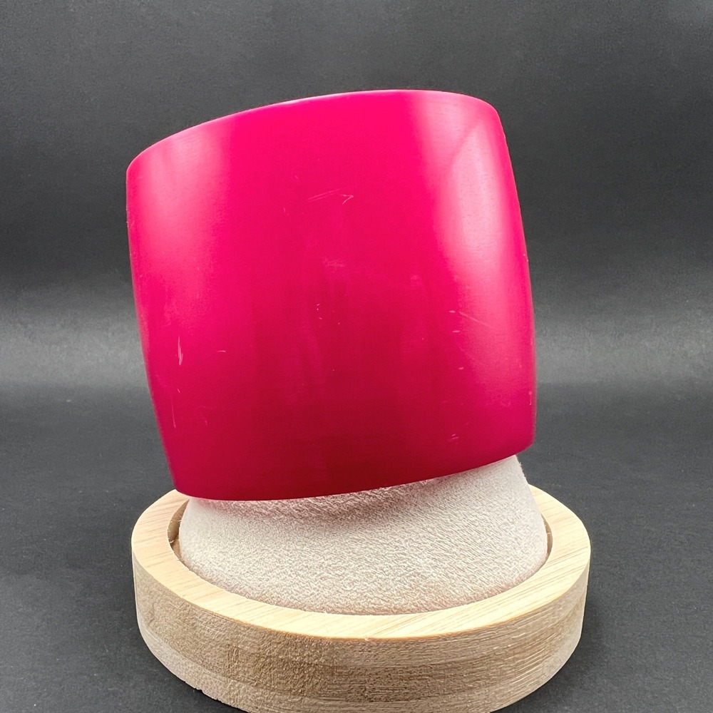 Wide Chunky Bangle Bracelet Pink Resin Barbiecore Vintage Domed Mod Retro MCM